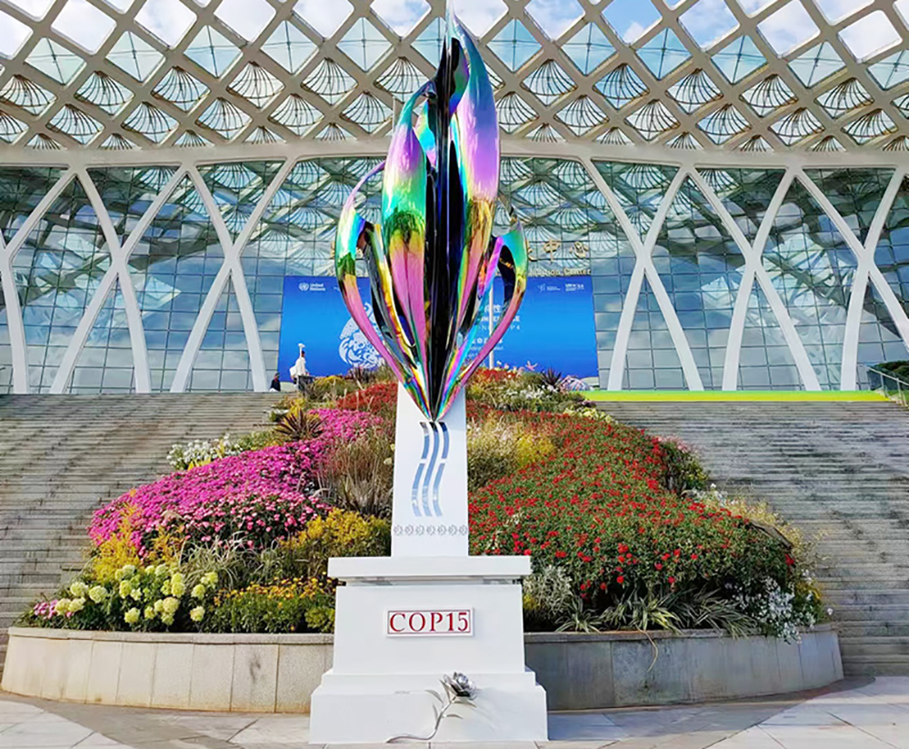 COP15大会主题雕塑《源远》正式揭幕